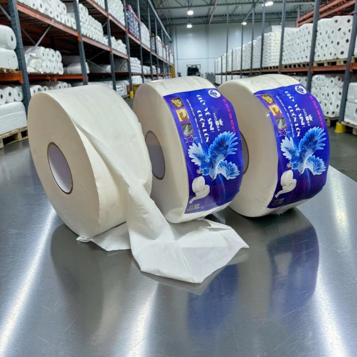 GIẤY VỆ SINH CUỘN LỚN THEO ĐƠN ĐẶT HÀNG